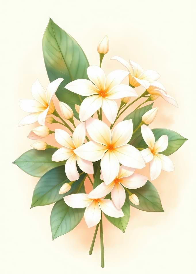 White Plumeria Flowers