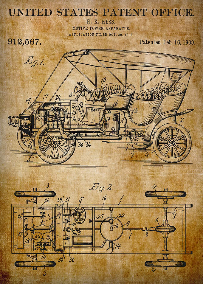 1913 Vintage Car Patent shet 1