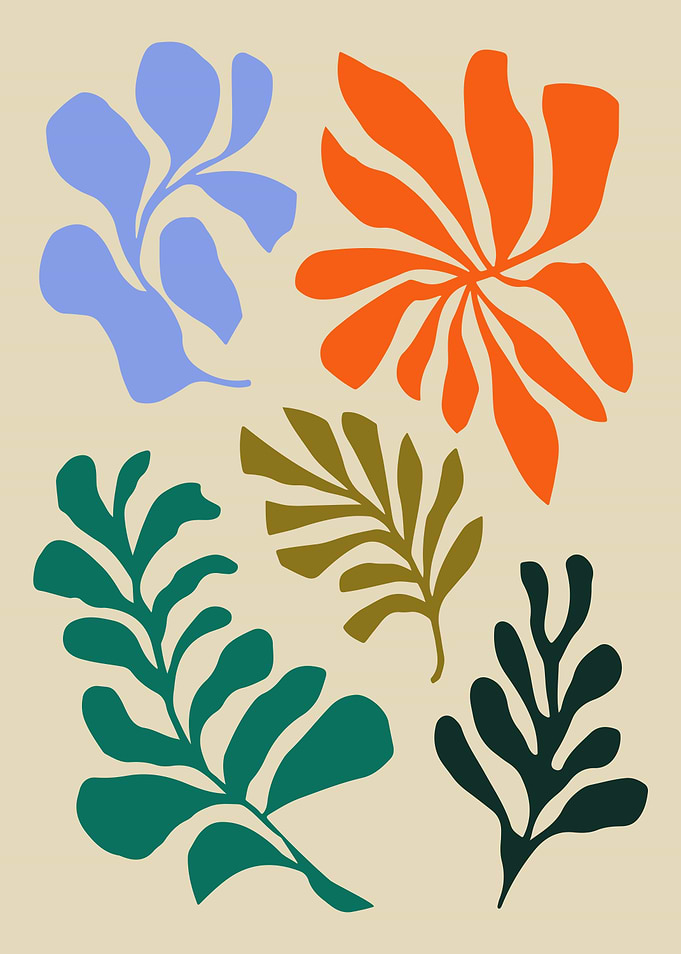 Vibrant Botanical Cutouts – Modern Nature-Inspired Art