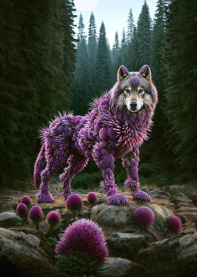 Wolf Covered in Flowers