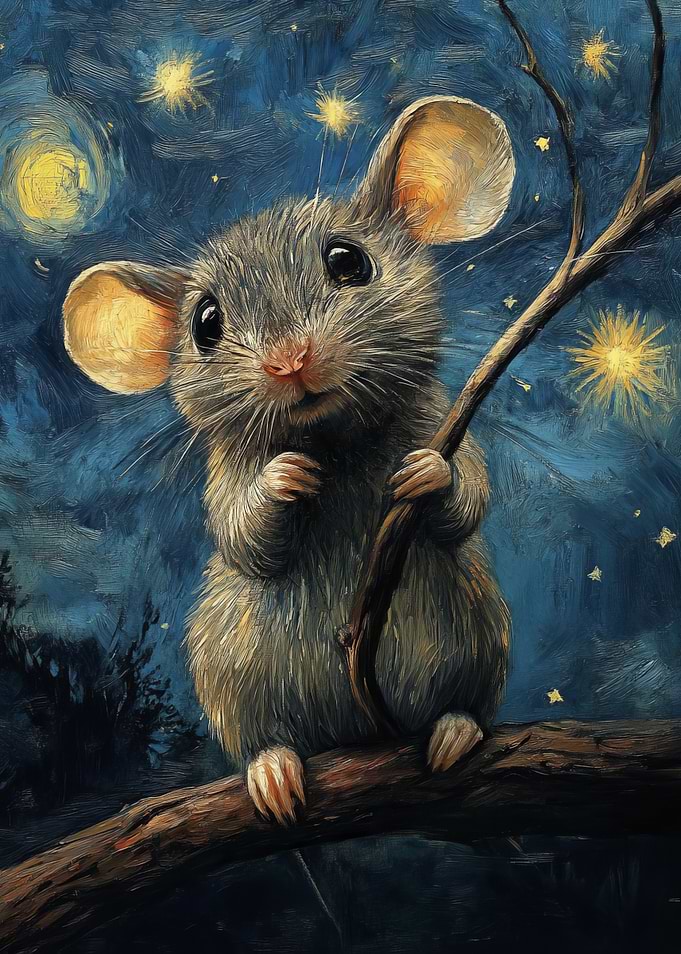Mouse Under Starry Sky