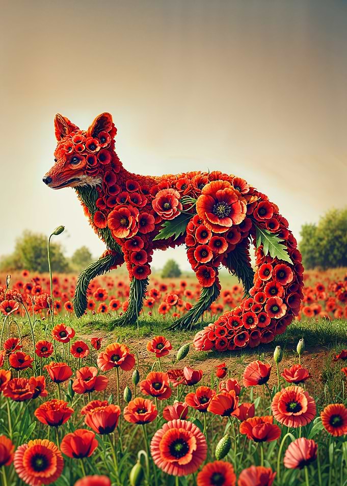 Fox Made of Poppies