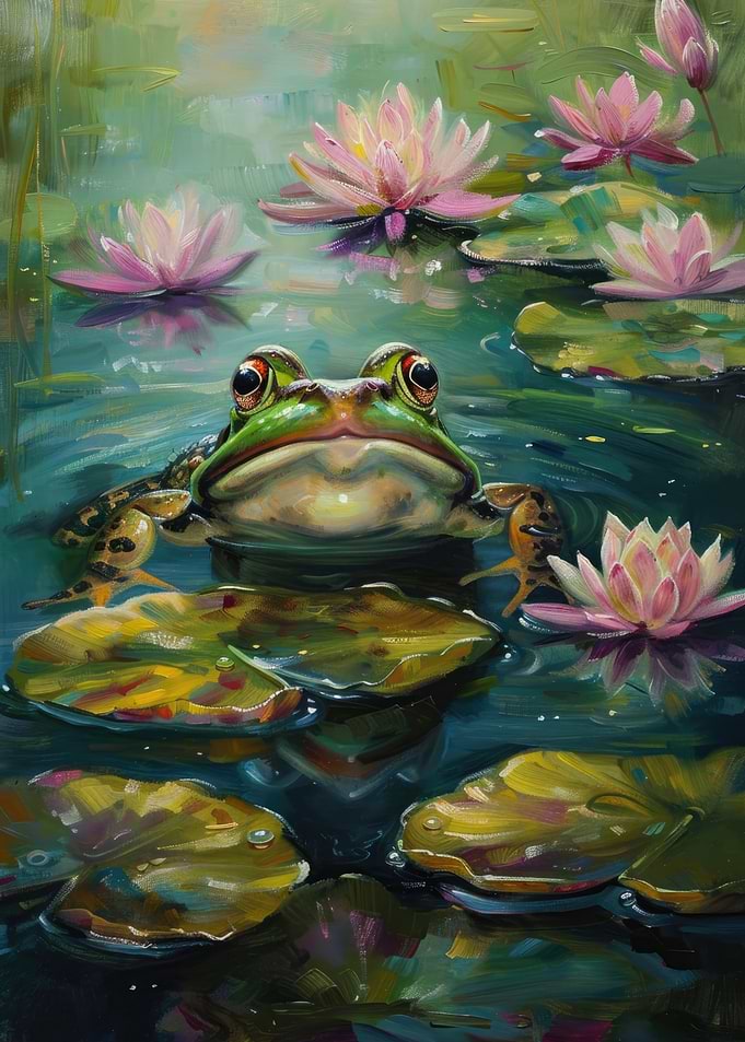 Frog in Lily Pond