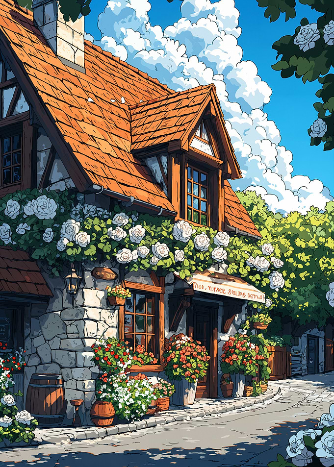 Charming Cottage with Flowers