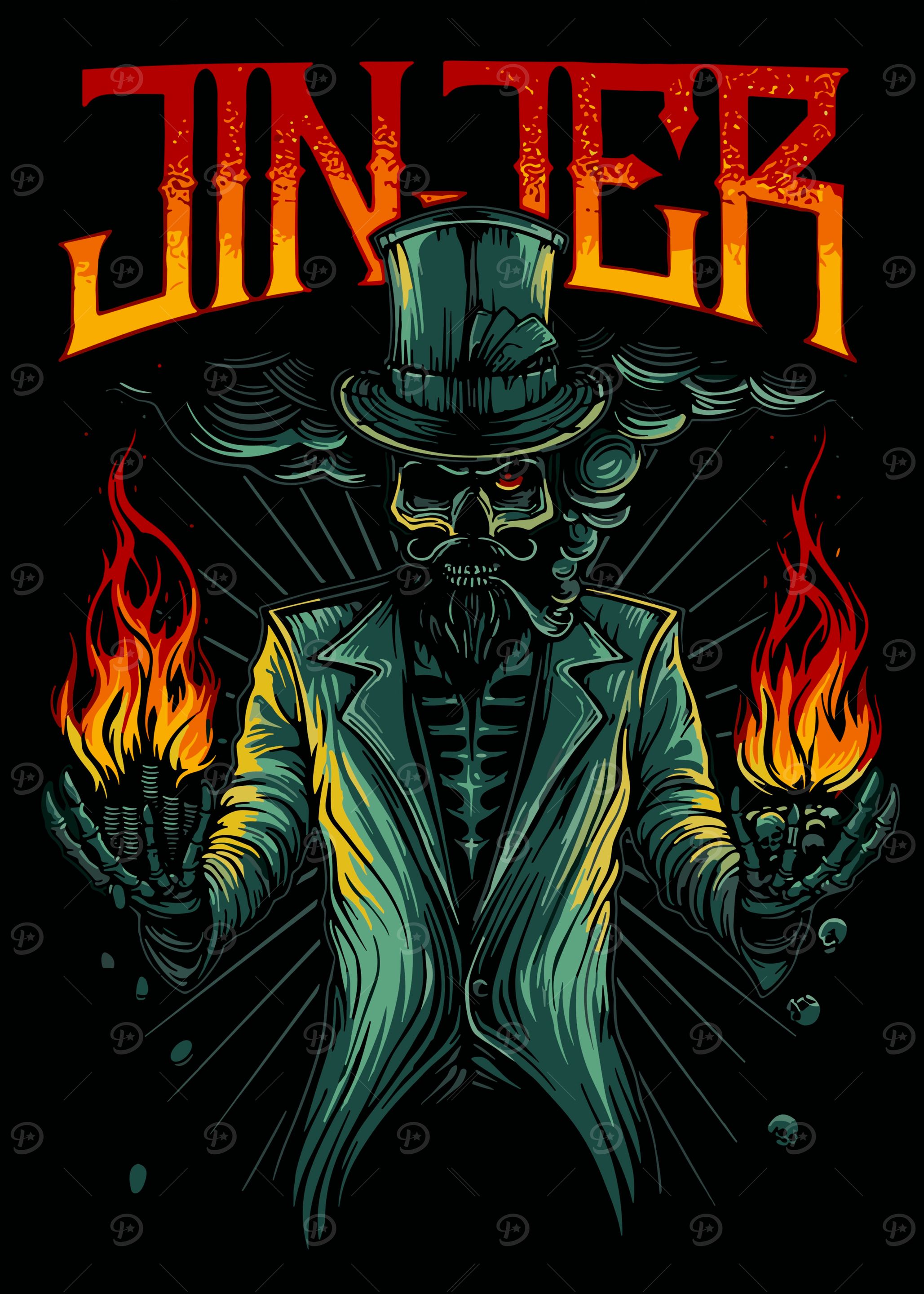 Skeleton Magician with Flames