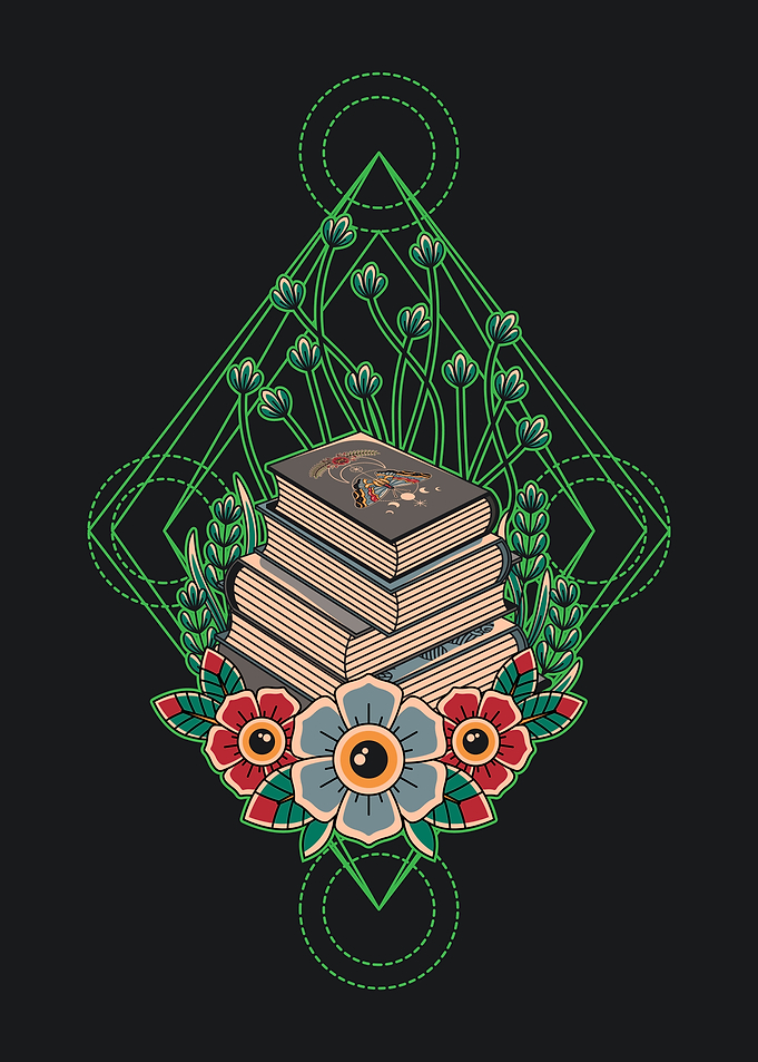 Vintage Book & Floral Tattoo