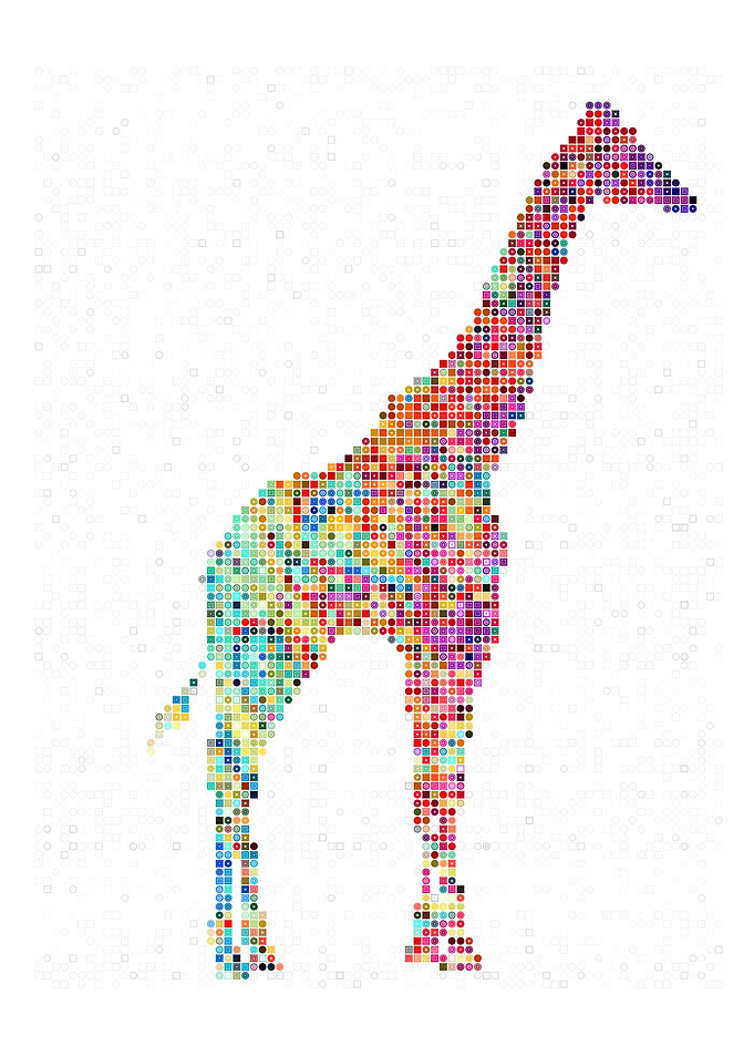 Giraffe Colorful Mosaic