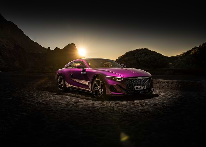 Purple Sports Car Sunset