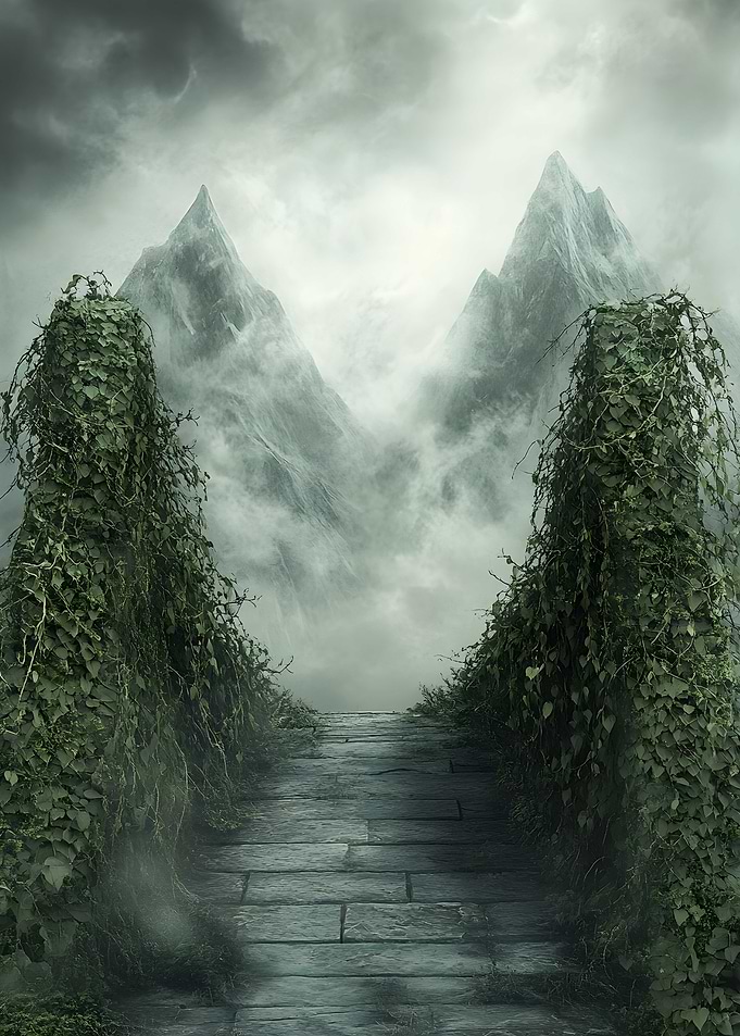 Surrealism A bridge made of ivy connects two distant