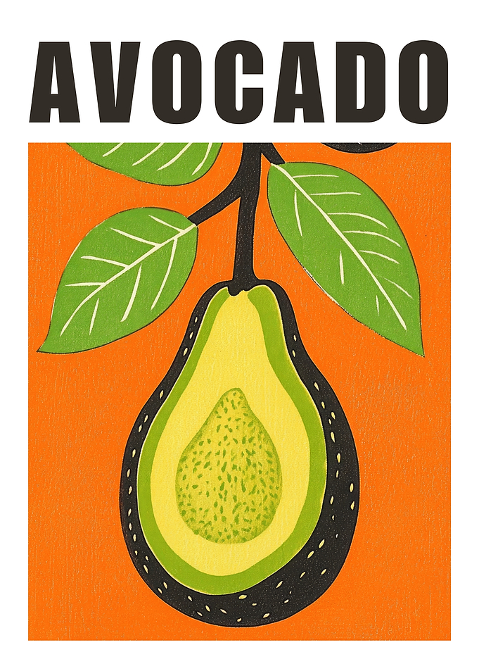 Avocado Retro Fruit Art Print