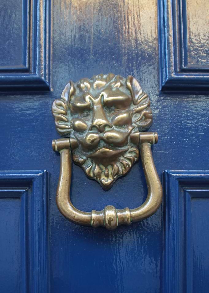 Majestic Blue Lion Knocker