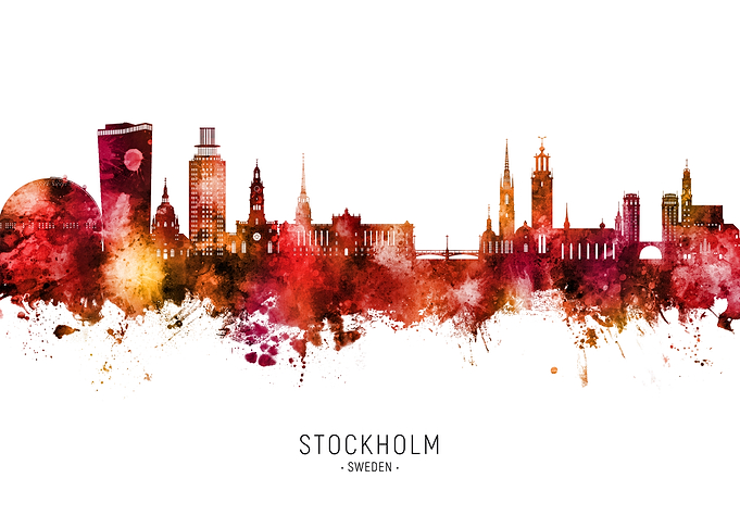 Stockholm Skyline Watercolor