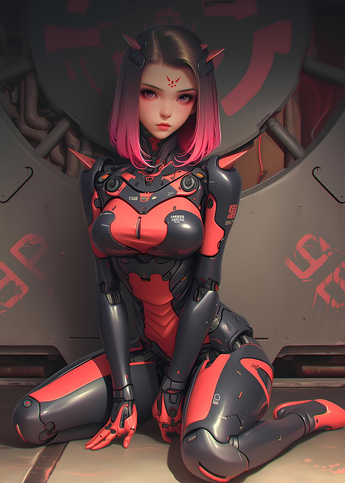 Cyberpunk Female Android Anime Girl Gaming