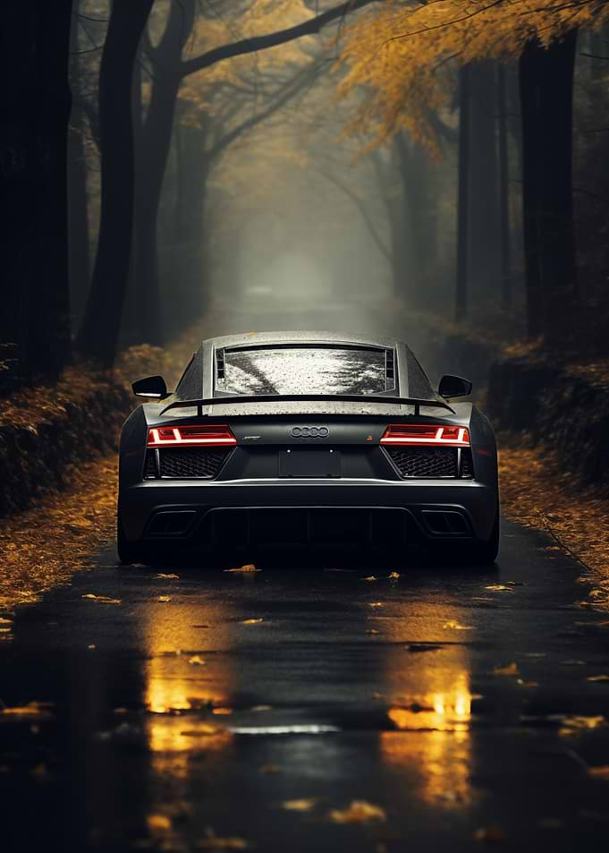 Audi R8 in Autumn Forest