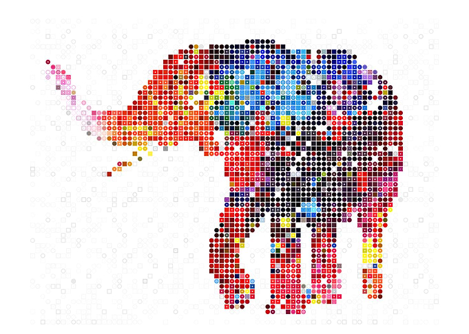 Colorful Pixel Elephant