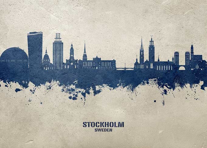 Stockholm Skyline Watercolor