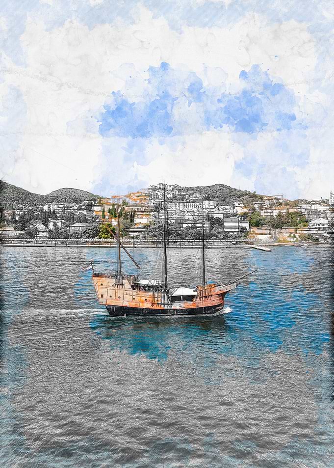 Sailing Ship Watercolor