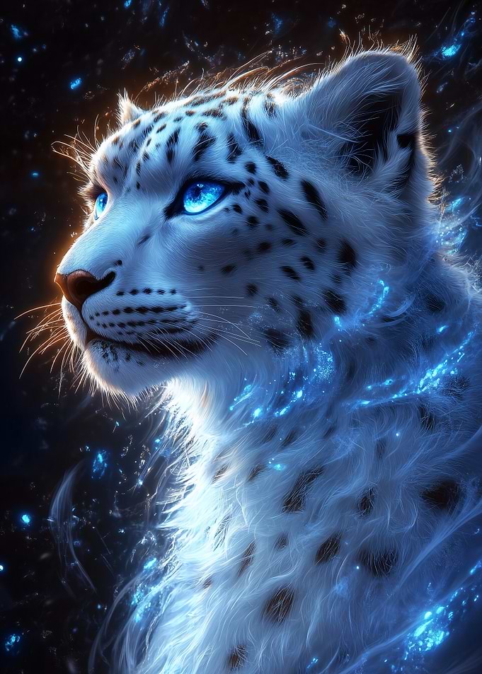 Snow Leopard with Blue Glow