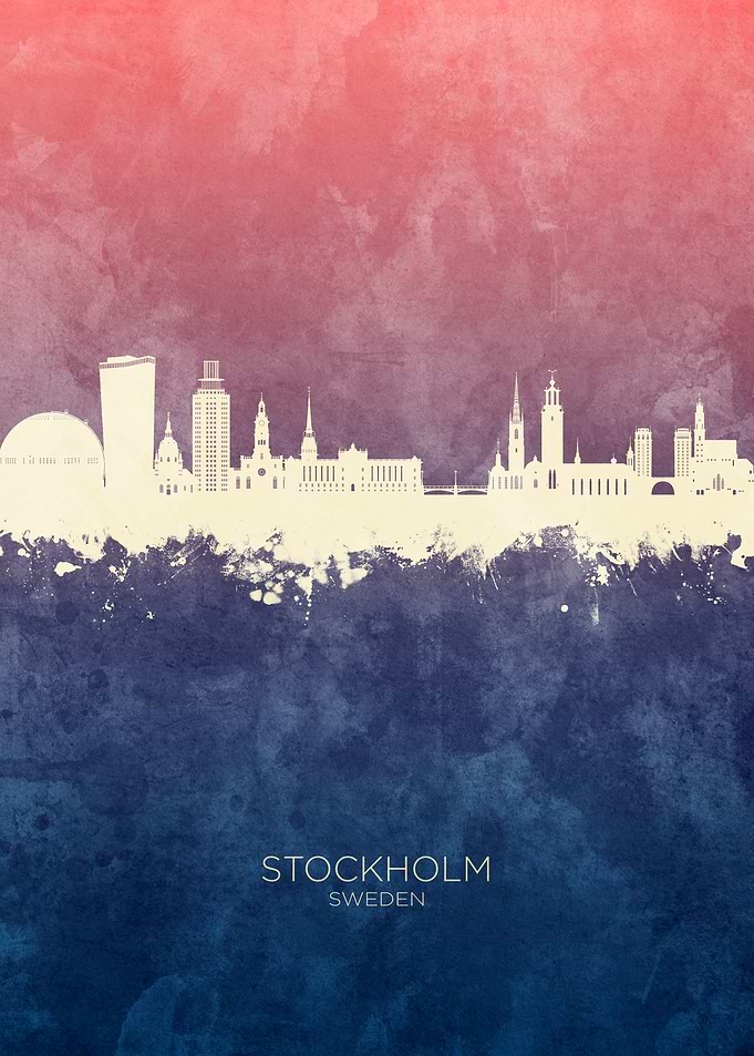 Stockholm Skyline Watercolor