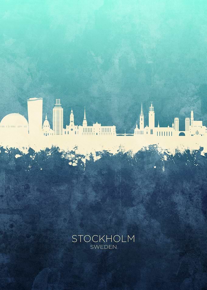 Stockholm Skyline Watercolor