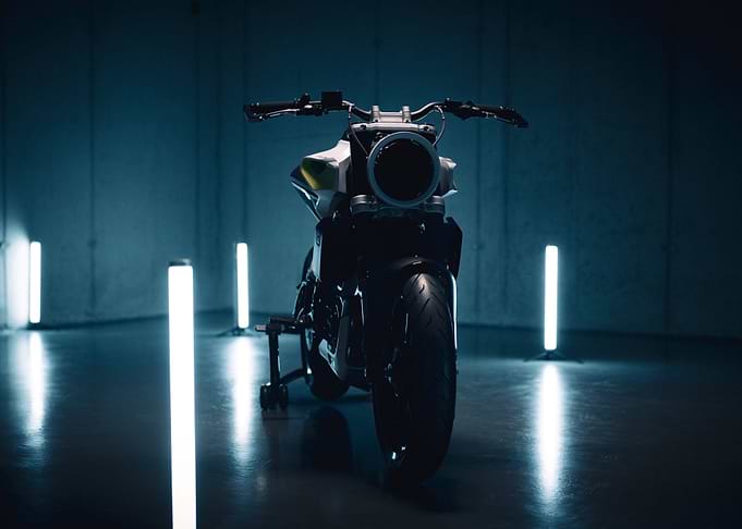 White Motorcycle in Studio