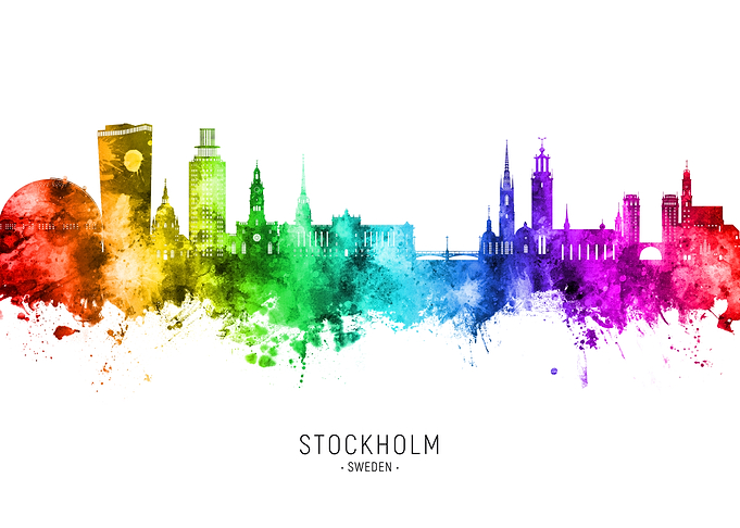 Stockholm Skyline Watercolor