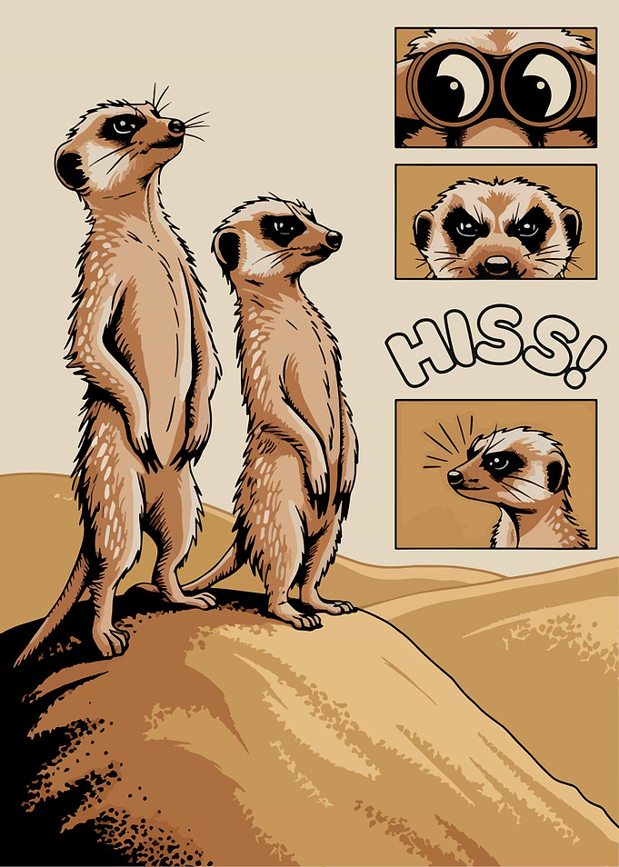 Vigilant Meerkats – Comic-Style Wildlife