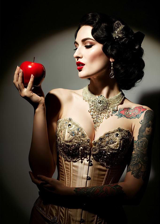 Vintage Pin up with Red Apple