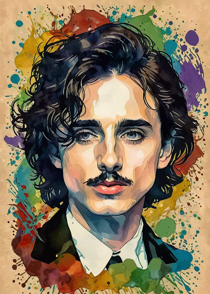 Timothée Chalamet Watercolor Portrait