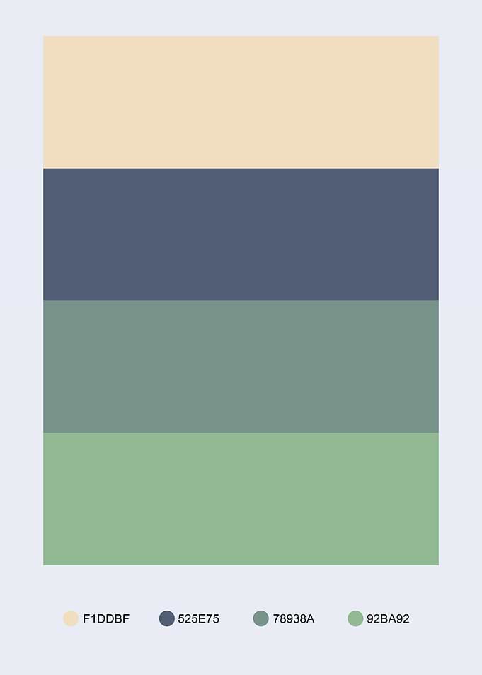 Color Palette: Cream, Blue, Green