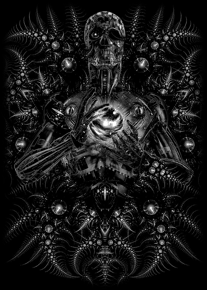 Cybernetic Skull with Orb