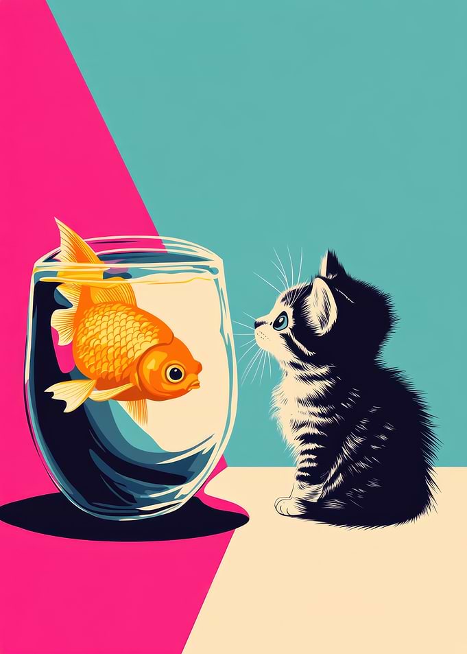Kitten and Goldfish
