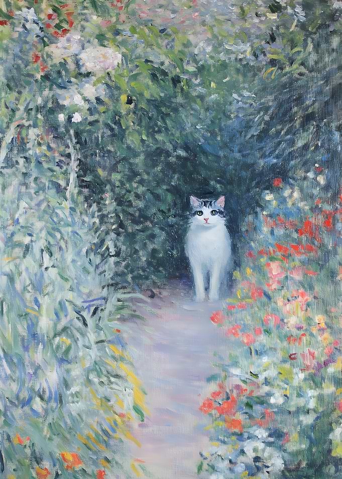 White Cat in Garden
