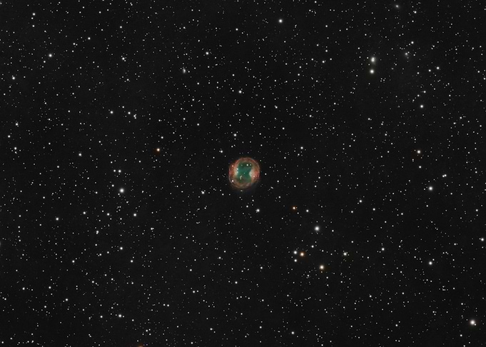 Headphone Nebula - Green Nebula in Starry Sky