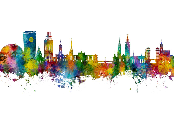 Stockholm Skyline Watercolor