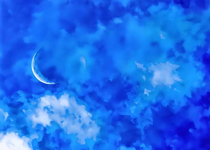 Crescent Moon in Blue Sky