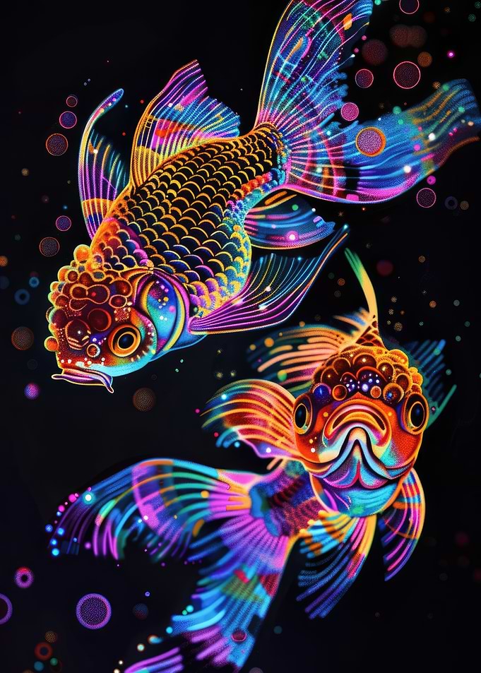 Neon Goldfish Art