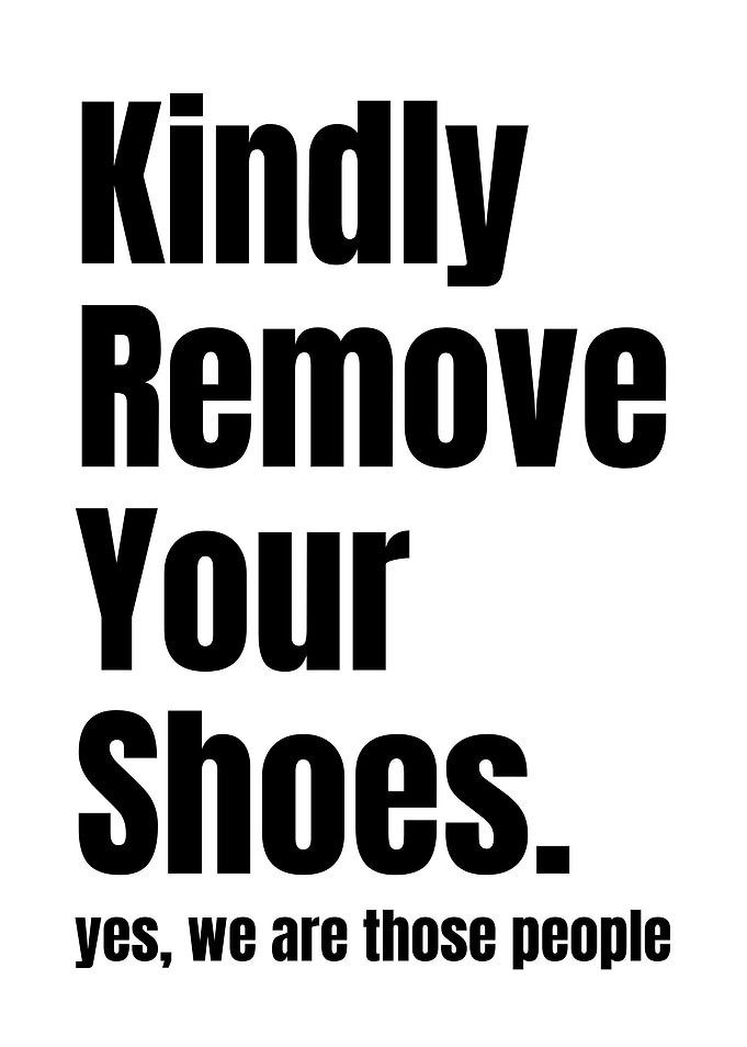 Remove Shoes Sign
