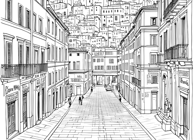 Black and White Cityscape