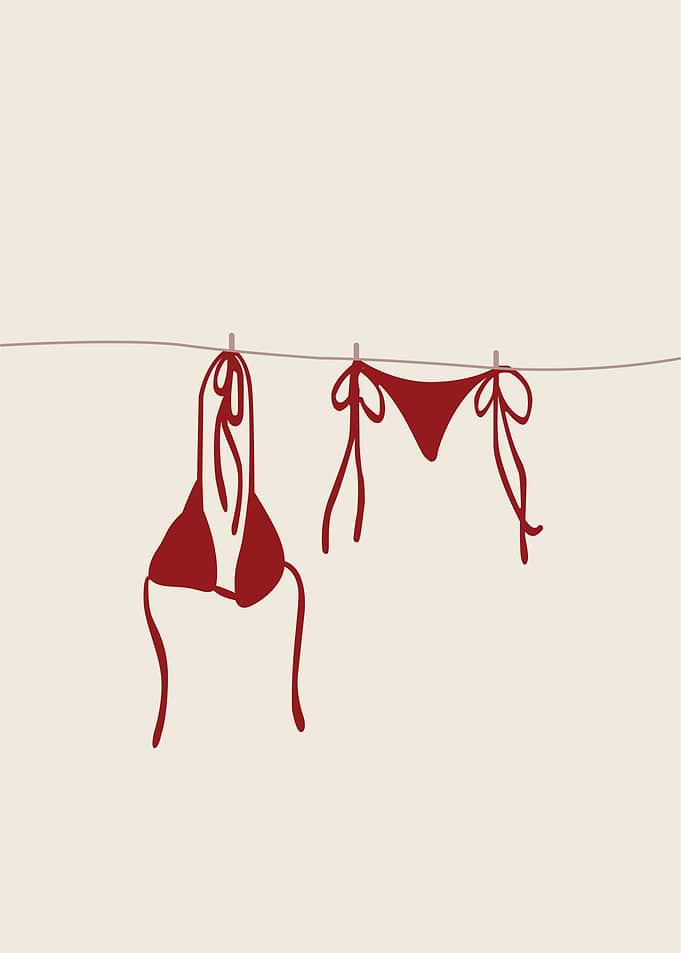 Red Bikini on Clothesline
