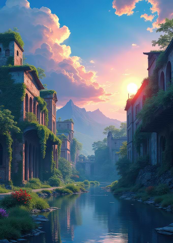 Ruined City at Sunset