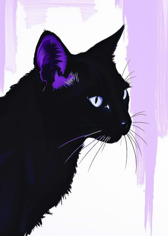 Black Cat Portrait, abstract pop art painting
