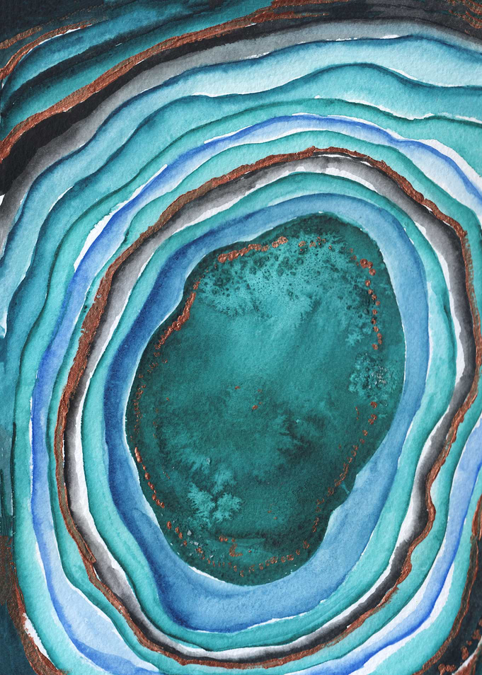 Teal Agate Watercolor
