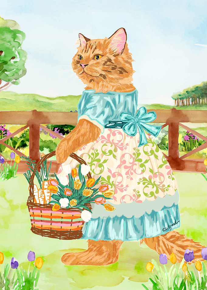 Charming Easter Farm Cat