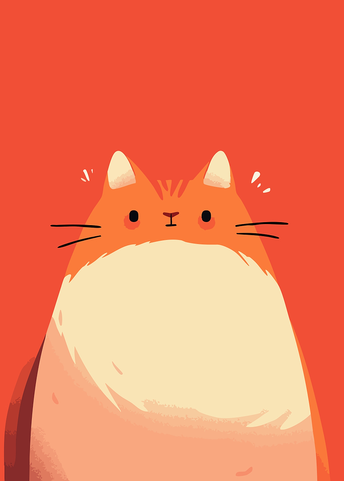 Cute Chubby Orange Cat Illustration Minimalist Art