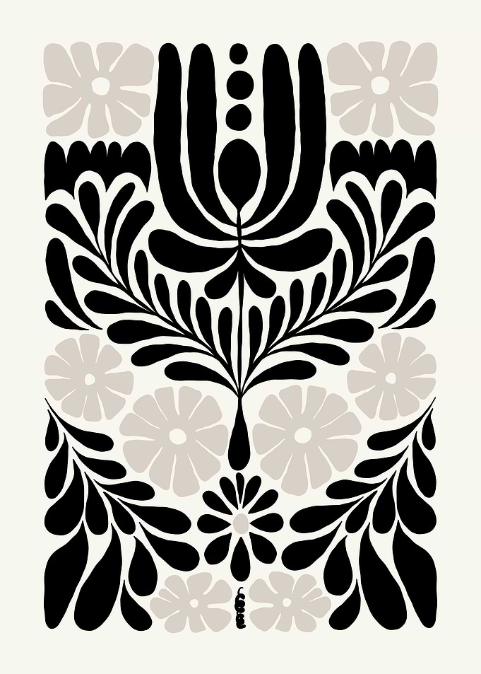 Black and White Floral Pattern