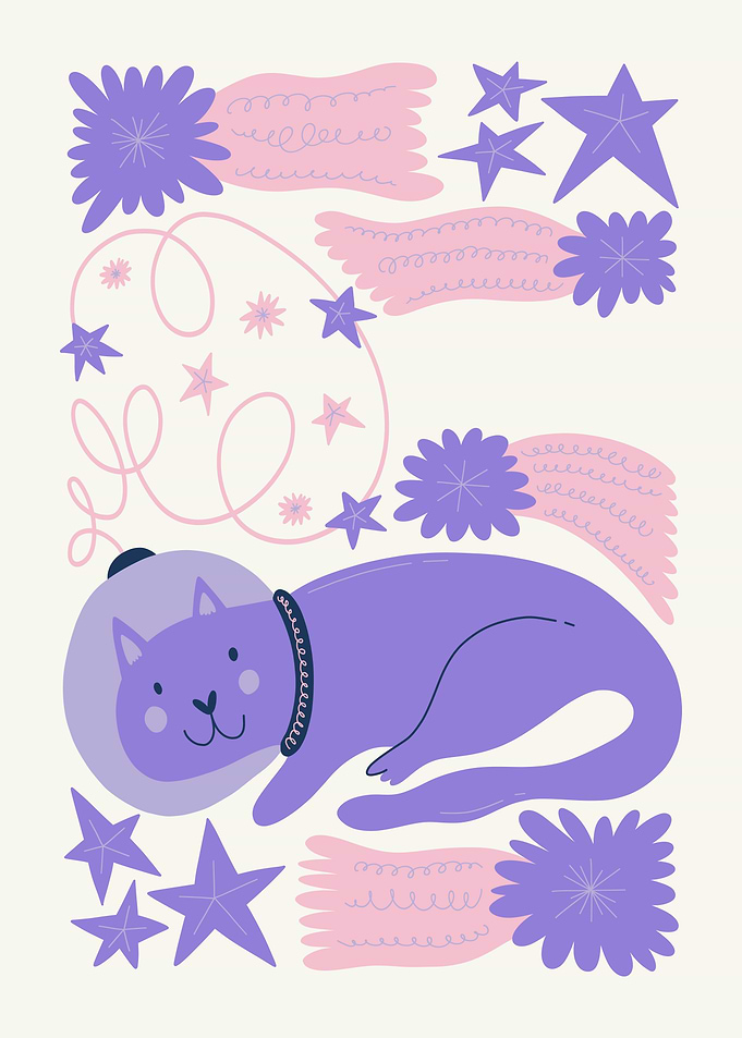 Purple Cat Astronaut