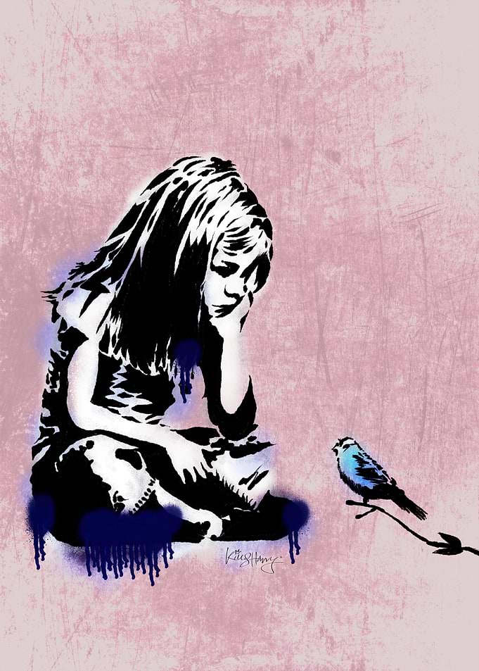 Girl and Blue Bird