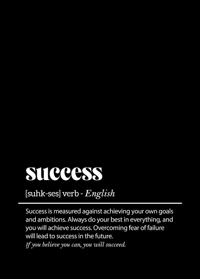 Success Definition Poster, Motivational Wall Art Office Decor