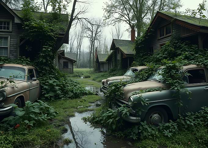 Overgrown Houses and Cars